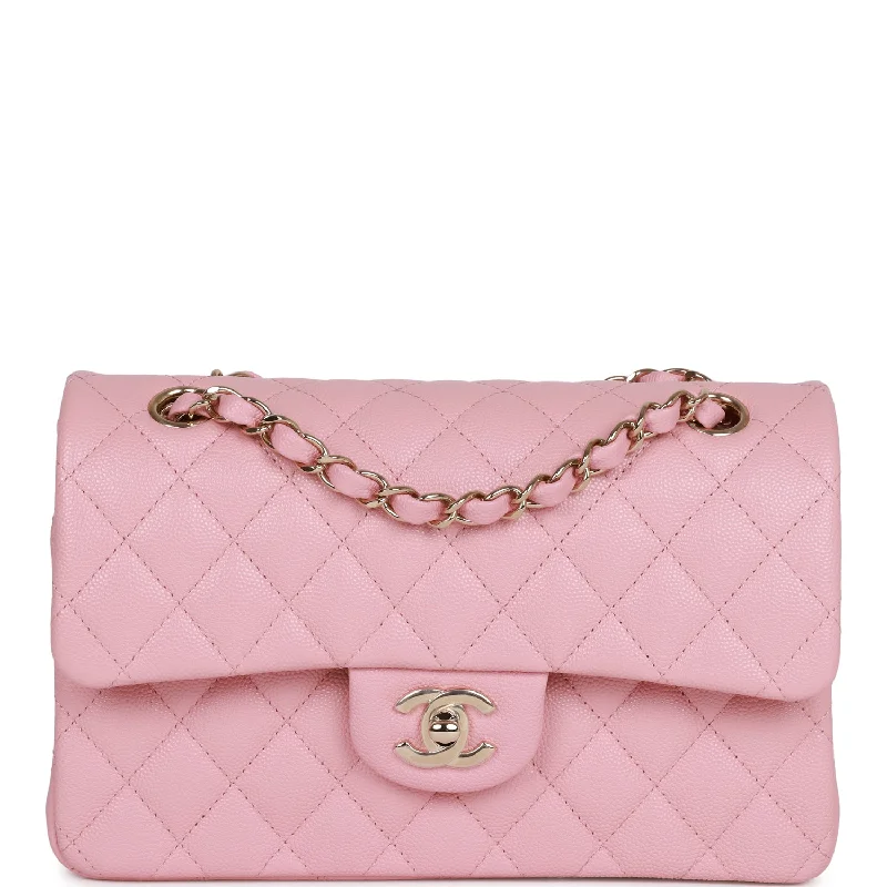 Chanel Vintage Inspired Handbag for Retro LoversChanel Small Classic Double Flap Bag Pink Caviar Light Gold Hardware