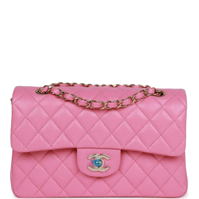 Chanel Handbag with Adjustable Strap for ComfortChanel Small Classic Double Flap Bag Pink Caviar Light Gold Hardware