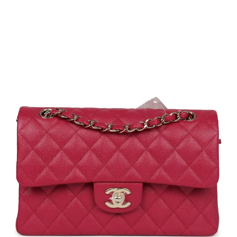 Chanel Vintage Inspired Handbag for Retro LoversChanel Small Classic Double Flap Dark Pink Caviar Light Gold Hardware