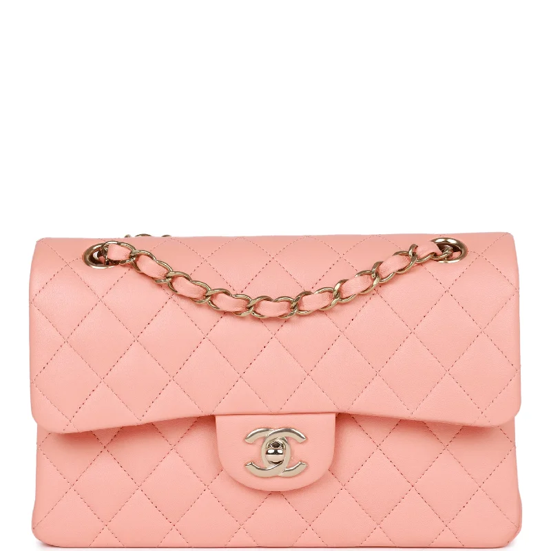 Chanel Small Crossbody Bag for TravelChanel Small Classic Double Flap Pink Lambskin Light Gold Hardware