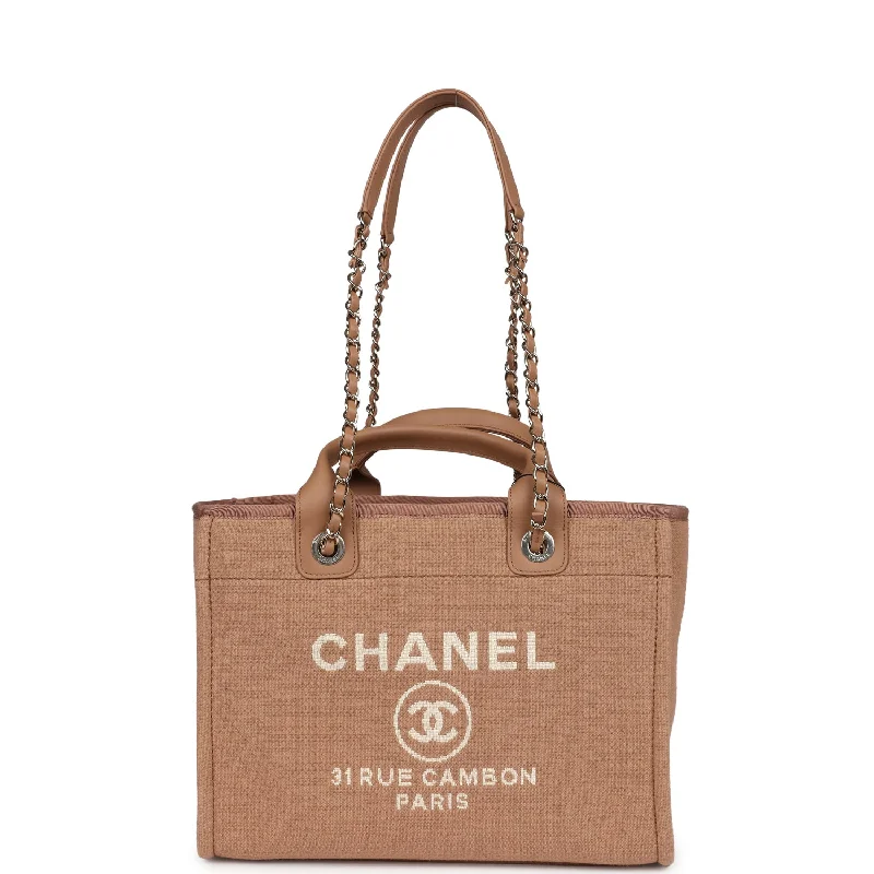 Chanel Medium Tote Bag for Office LadiesChanel Small Deauville Shopping Tote Dark Beige Canvas Light Gold Hardware