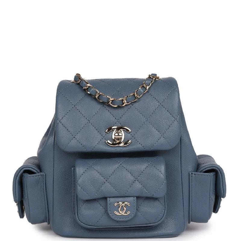 Chanel Luxury Handbag for High - End EventsChanel Small Duma Backpack Blue Caviar Light Gold Hardware