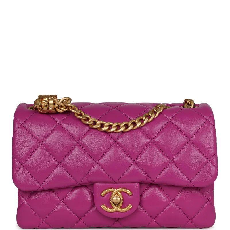 Chanel Chain Strap Handbag for Everyday UseChanel Small Crush Flap Bag Purple Shiny Aged Calfskin Brushed Gold Hardware