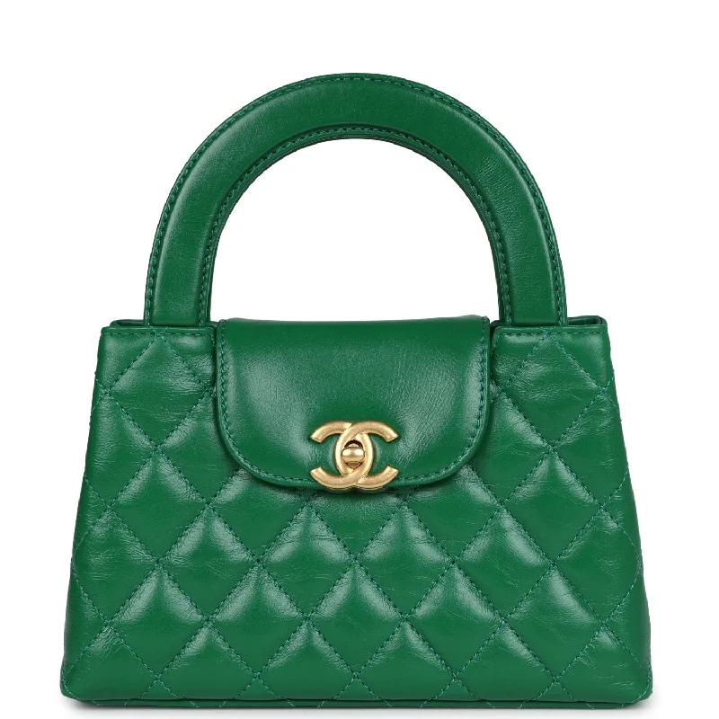 Chanel Luxury Handbag for High - End EventsChanel Small Kelly Shopper Dark Green Shiny Aged Calfskin Brushed Gold Hardware