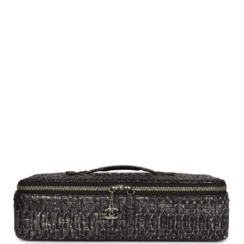 Chanel Luxury Handbag for High - End EventsChanel Vanity Case Black Metallic Python Silver Hardware