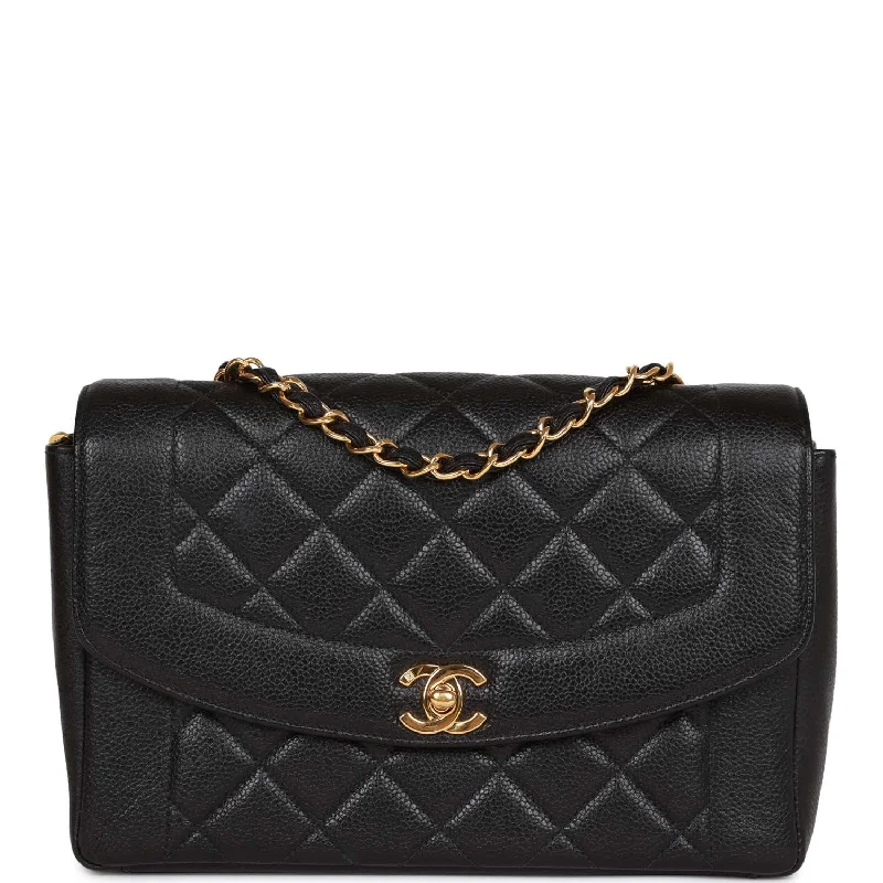 Chanel Small Crossbody Bag for TravelVintage Chanel Medium Diana Flap Bag Black Caviar Gold Hardware