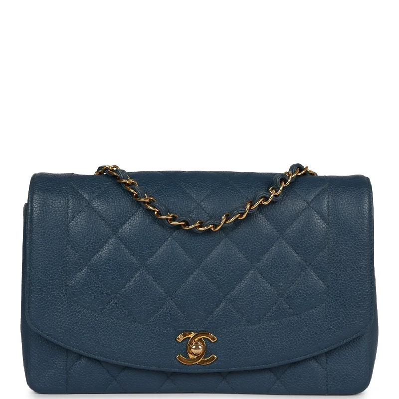 Chanel Small Crossbody Bag for TravelVintage Chanel Medium Diana Flap Bag Blue Caviar Gold Hardware