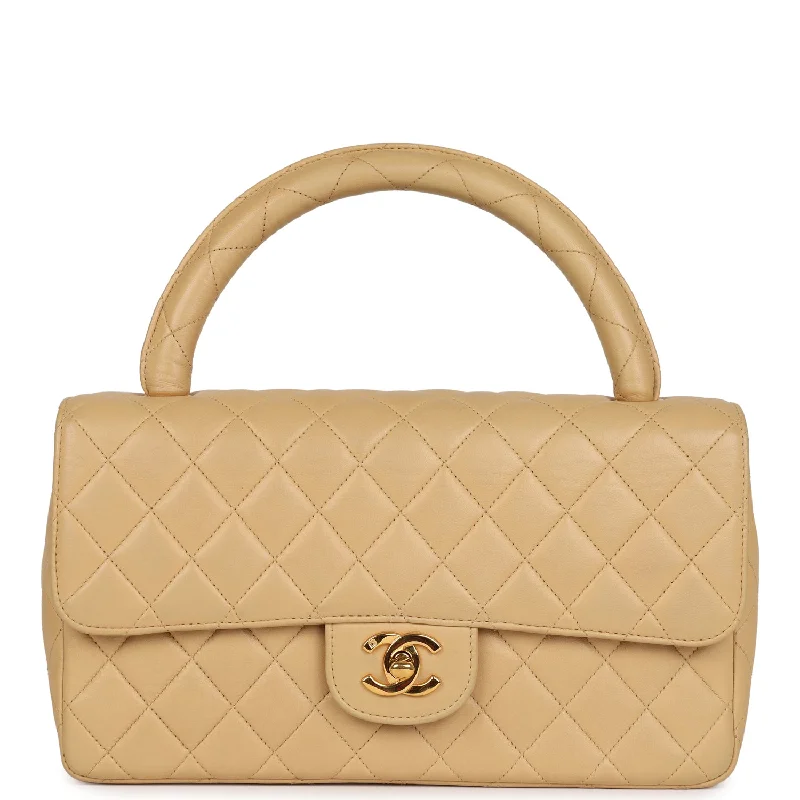 Chanel Lightweight Handbag for Daily ErrandsVintage Chanel Kelly Parent Flap Bag Beige Lambskin Gold Hardware