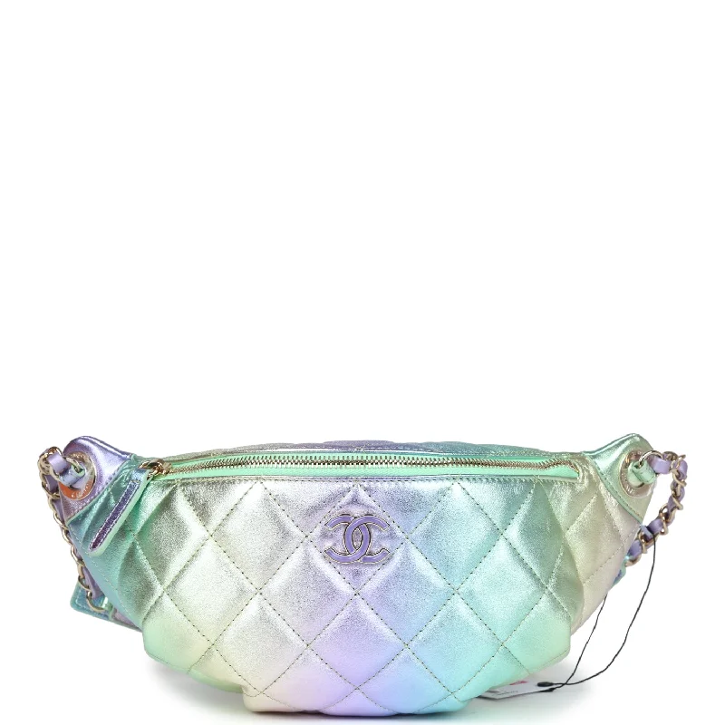 Chanel Limited Edition Handbag for CollectorsChanel Belt Bag Rainbow Metallic Lambskin Light Gold Hardware