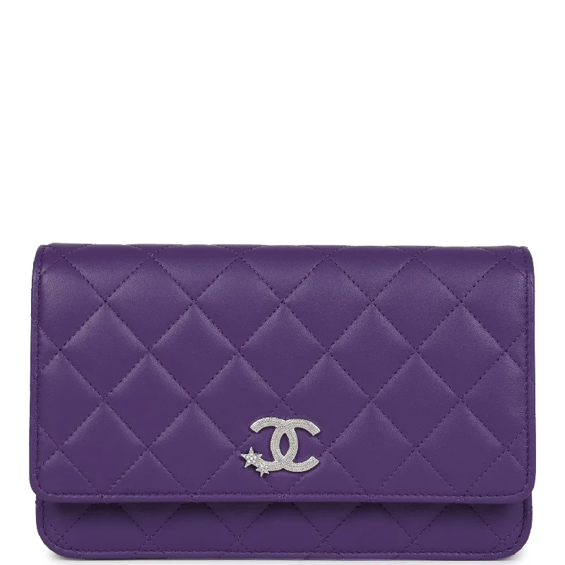 Chanel All - Match Handbag for Versatile StylingChanel Wallet On Chain WOC Purple Lambskin Silver Hardware