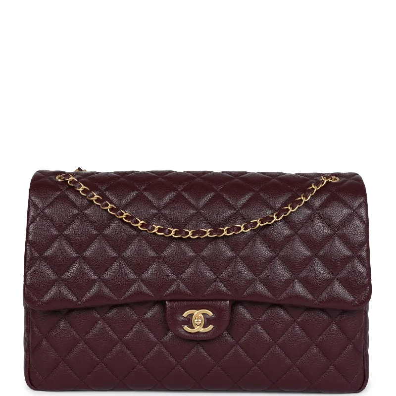 Chanel Limited Edition Handbag for CollectorsChanel XXL Classic Single Flap Bag Burgundy Shiny Caviar Antique Gold Hardware