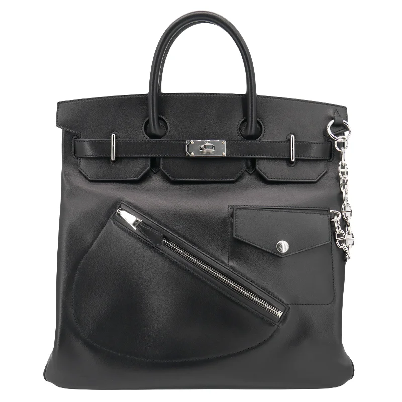 Hermès 40cm HAC Rock Black Volupto Leather Palladium Hardware