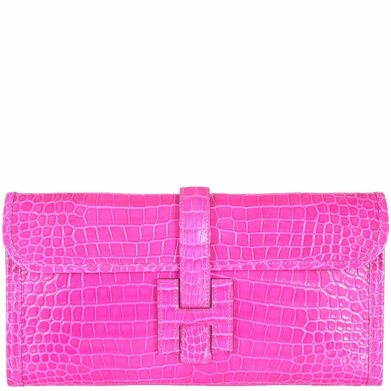 Hermès Jige Elan 29 Rose Scheherazade Shiny Porosus Crocodile Rare