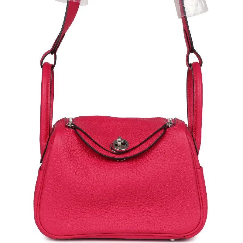 Hermes Mini Lindy Framboise Clemence Palladium Hardware