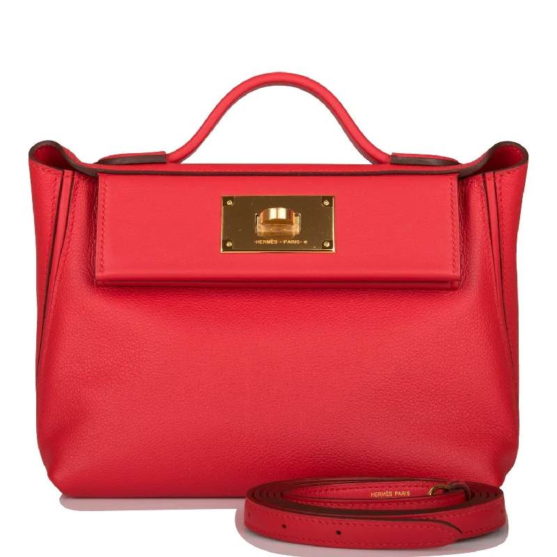 Hermes Mini 24/24 Bag Rouge de Coeur Evercolor and Swift Gold Hardware