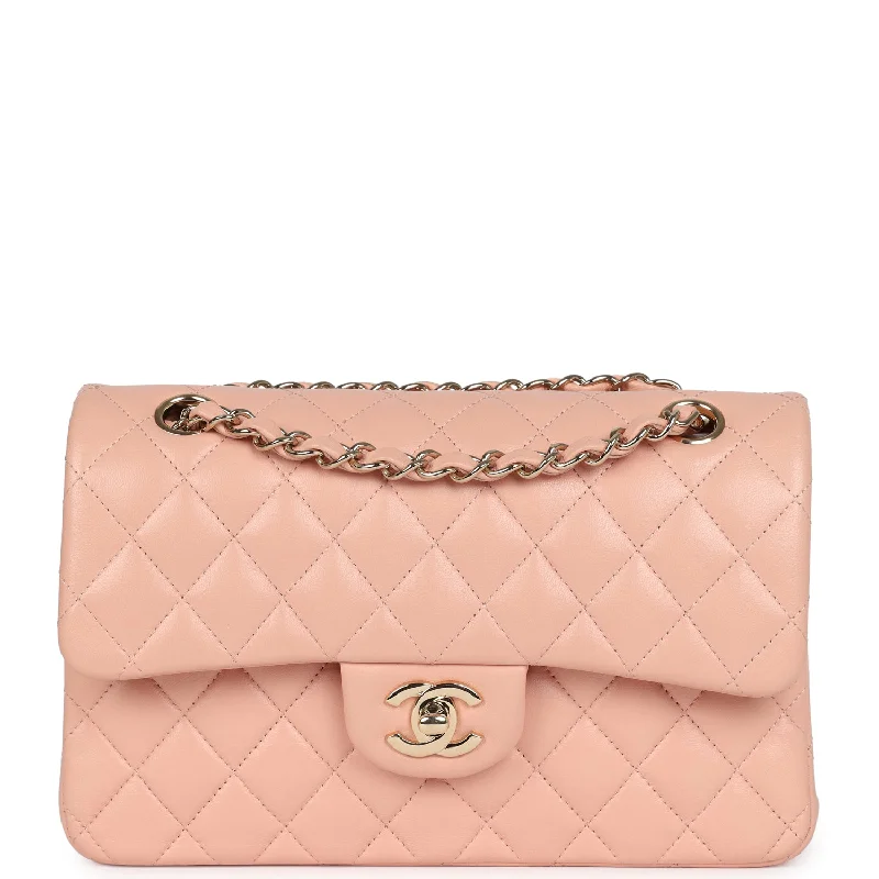 Chanel Limited Edition Handbag for CollectorsPre-owned Chanel Small Classic Double Flap Light Pink Lambskin Gold Hardware