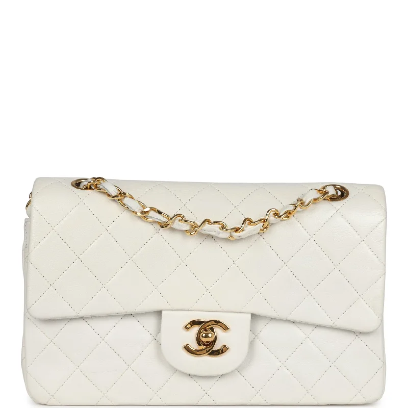 Chanel All - Match Handbag for Versatile StylingVintage Chanel Small Classic Double Flap White Lambskin Gold Hardware