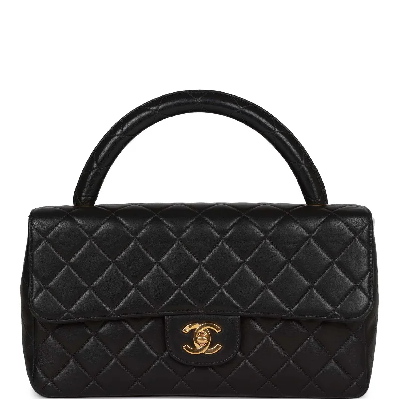 Chanel All - Match Handbag for Versatile StylingVintage Chanel Kelly Parent Flap Bag Black Lambskin Gold Hardware