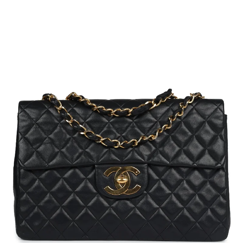 Chanel New Arrival Handbag with Gold HardwareVintage Chanel XL Jumbo Maxi Flap Bag Black Lambskin Gold Hardware