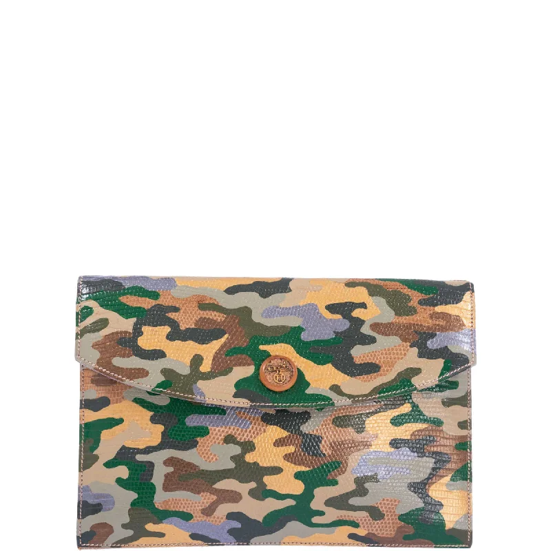 Vintage Hermès Rio Camo Painted Lizard Clutch