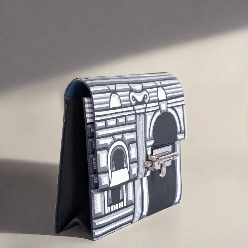 Vintage Hermès Verrou Clutch Custom Painted  "Faubourg Fornasetti" Palladium Hardware