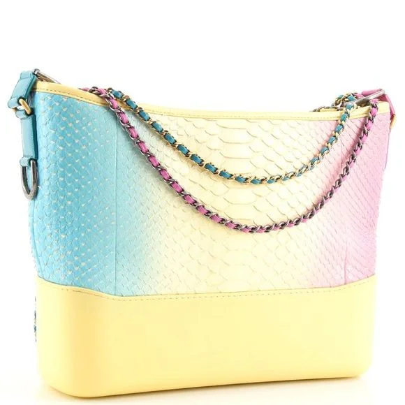 Chanel Limited Edition Handbag for CollectorsCHANEL CC PYTHON GABRIELLE HOBO BAG IN YELLOW MULTICOLOR