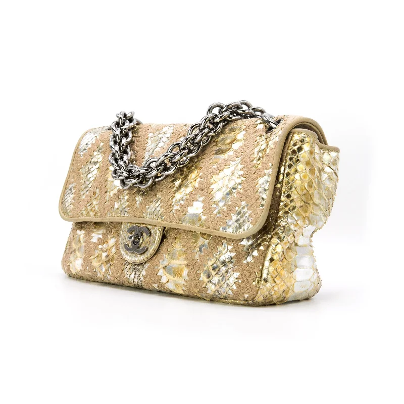 Chanel All - Match Handbag for Versatile StylingChanel Gold Metallic Python Flap Bag