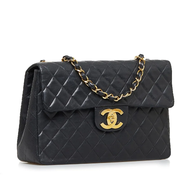 Chanel Handbag with Adjustable Strap for ComfortChanel Maxi Classic Lambskin Single Flap (75P0CA)