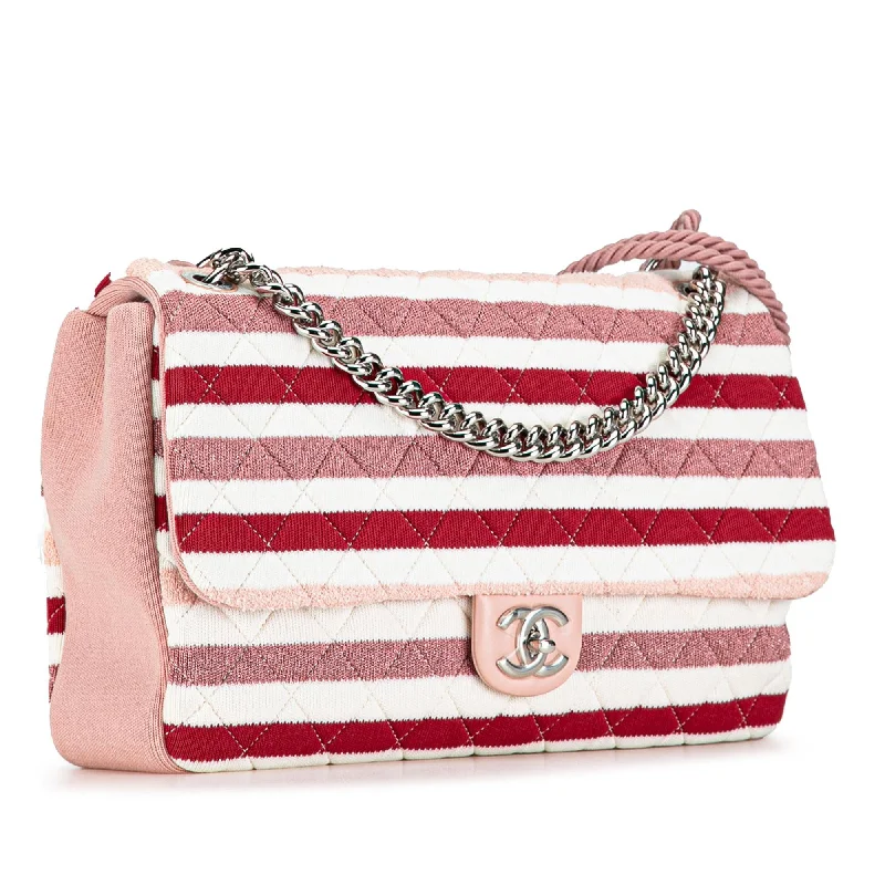 Chanel Classic Flap Bag for Evening PartyChanel Maxi Stripe Jersey Felt and Rope Flap (64cbwe)