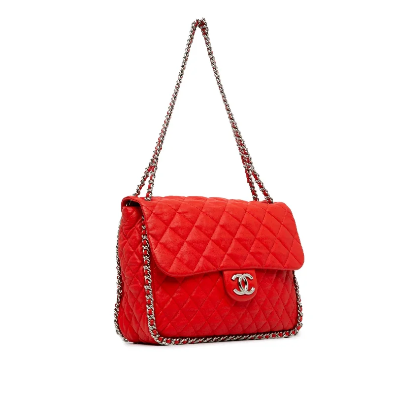 Chanel All - Match Handbag for Versatile StylingChanel Maxi Washed Lambskin Chain Around Flap (io9S1p)