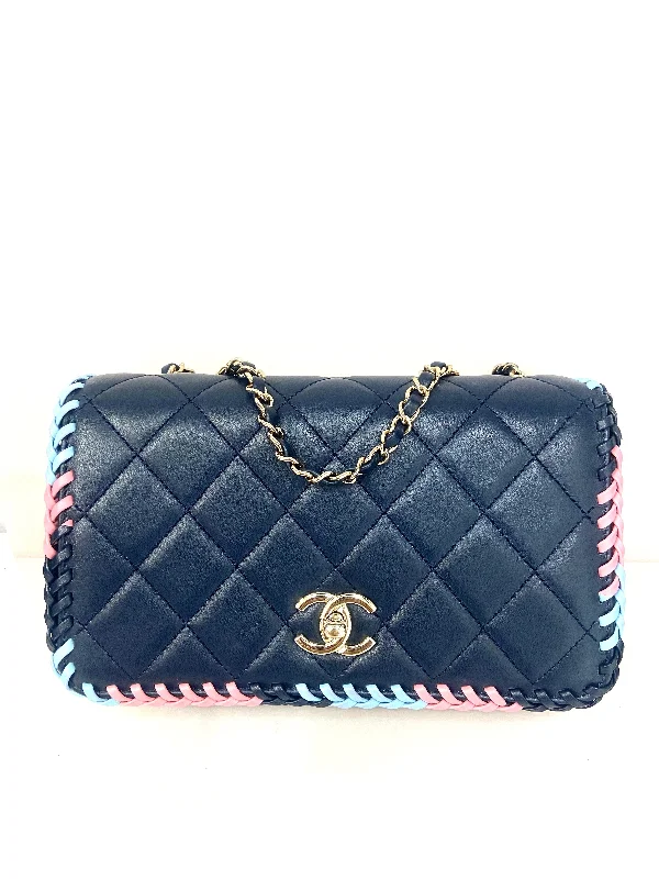 Chanel Classic Flap Bag for Evening PartyCHANEL QUILTED LAMBSKIN BRAIDED TRIM FLAP BAG