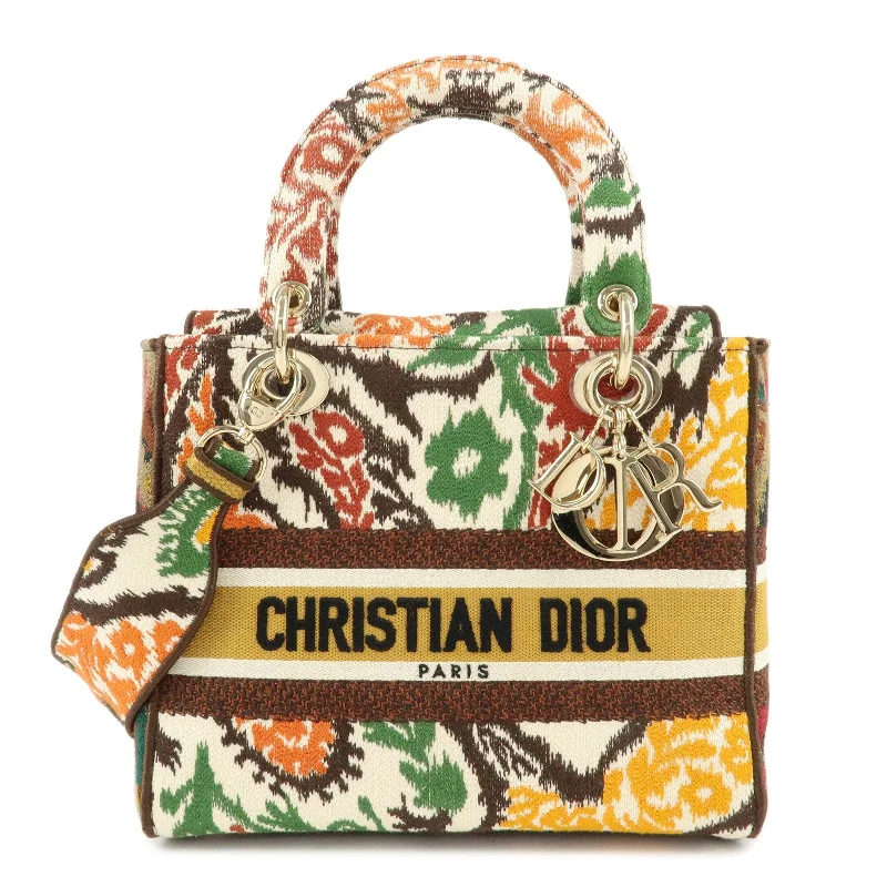 Christian Dior bags with a quilted pattern and gold - toned hardwareChristian Dior Jacquard LADY D-LITE Medium 2Way Bag Ivory Brown