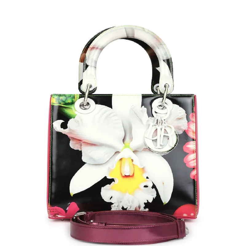 Stylish Christian Dior shoulder bags with a tassel - adorned zipperChristian Dior Medium Lady Dior Limited Edition "In the Night Garden" Silver Hardware by Mark Quinn