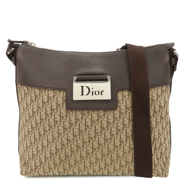 Christian Dior handbags with a removable shoulder strap for versatilityChristian Dior Trotter Canvas Leather Shoulder Bag Beige Brown