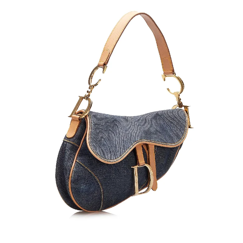 Christian Dior Saddle bags with a studded trim for a bold lookDior Denim Saddle Bag (35475)