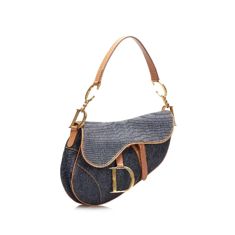 Christian Dior bags with a zip - top closure and multiple compartmentsDior Denim Saddle Bag (35483)