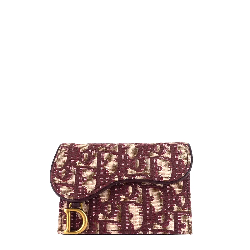 Fashion - forward Christian Dior tote bags for the modern womanSaddle Lotus Dior Oblique Jacquard Wallet