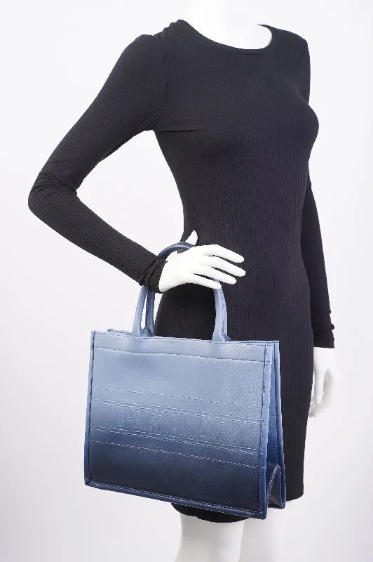 Christian Dior handbags with a removable shoulder strap for versatilityChristian Dior Book Tote Ombre Blue Leather Blue Leather Medium