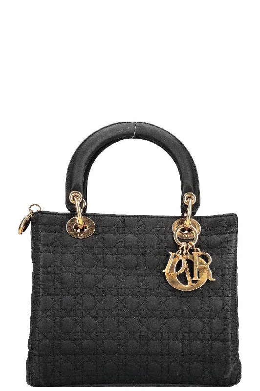 Christian Dior bags with a quilted pattern and gold - toned hardwareCHRISTIAN DIOR Vintage Lady Dior Black