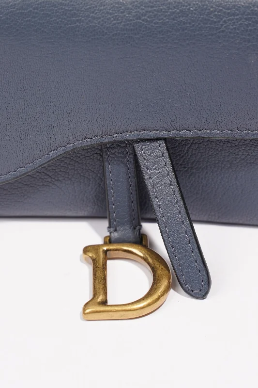 Christian Dior handbags with a removable shoulder strap for versatilityChristian Dior Saddle Micro With Chain Blue Leather