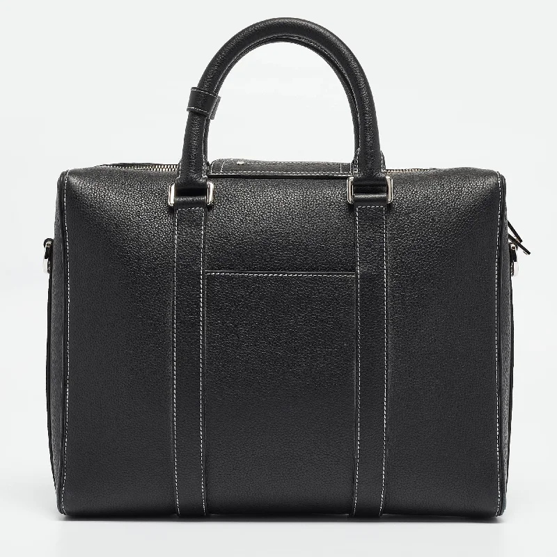 Christian Dior handbags with a snap - button closure and a decorative buckleDIOR Black Leather Lingot Briefcase Bag