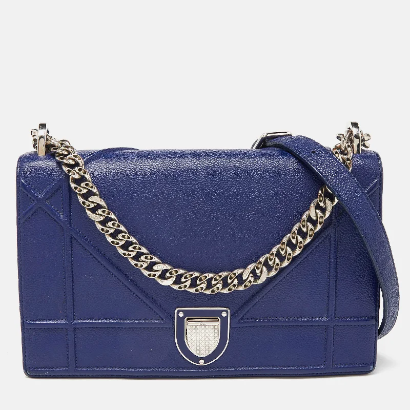 Christian Dior bags with a quilted pattern and gold - toned hardwareDIOR Blue Leather Medium ama Flap Shoulder Bag