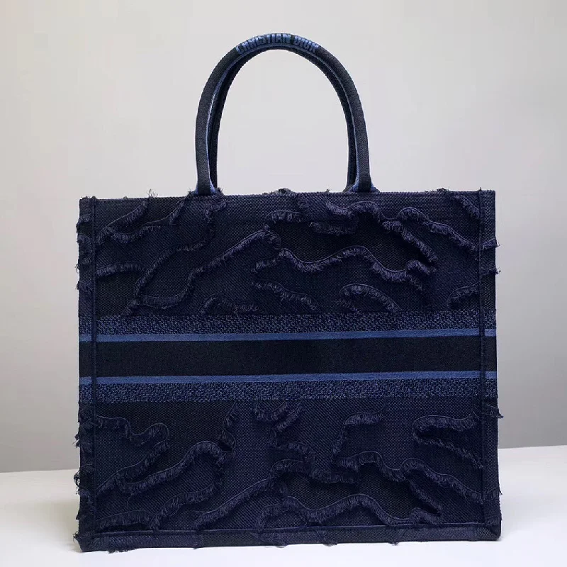 Christian Dior handbags with a back - pocket for quick storageChristian Dior Book Tote Bag In Blue Camouflage Embroidered Canvas