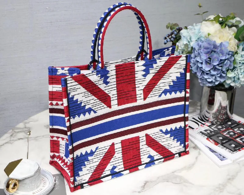 Christian Dior crossbody bags with a front - flap pocket for easy accessChristian Dior Book Tote Bag In French Flag Embroidered Canvas