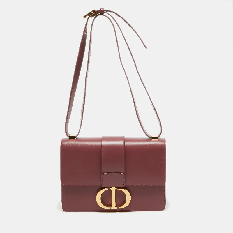 Christian Dior tote bags with a printed Dior logo on the frontDIOR Rose Wood Pink Leather 30 Montaigne Shoulder Bag