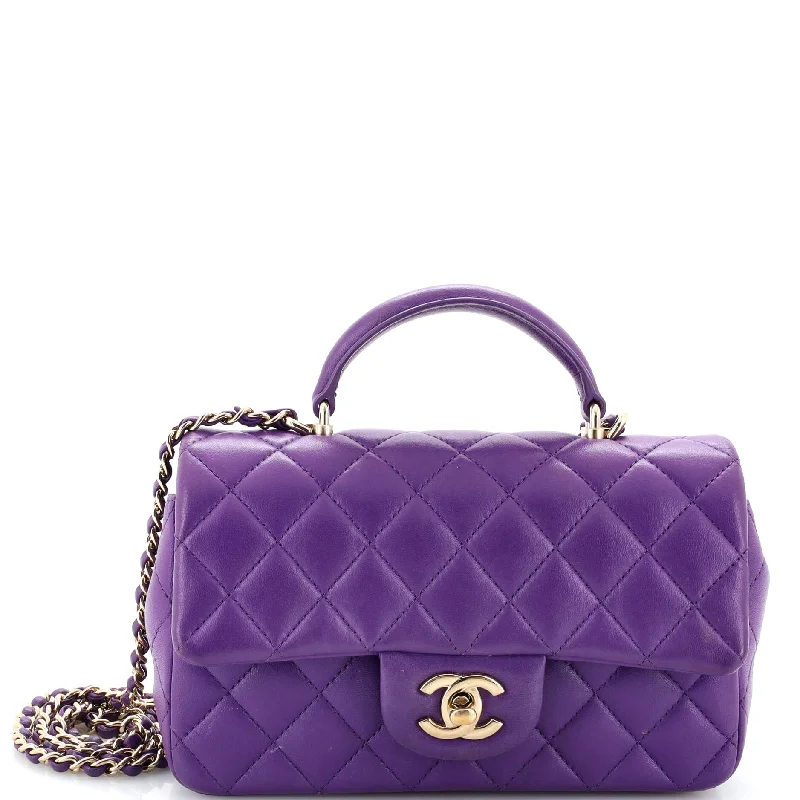 Contemporary Christian Dior handbags with a unique shapeClassic Single Flap Top Handle Bag Quilted Lambskin Mini