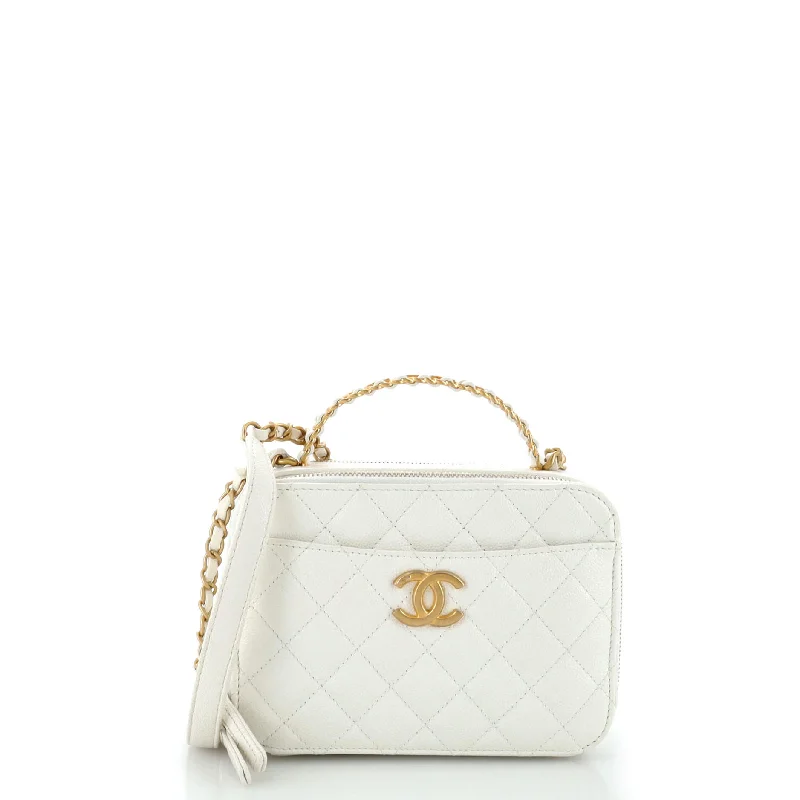 Luxury Christian Dior crossbody bags with a chain - link strapPick Me Up Logo Handle Vanity Case Quilted Caviar Small