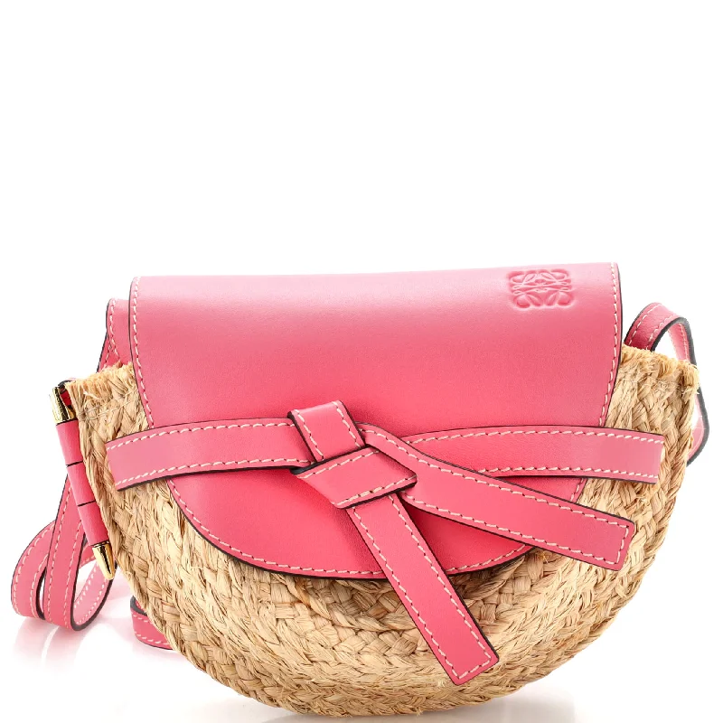 High - fashion Christian Dior bags with a geometric patternGate Shoulder Bag Leather and Straw Mini