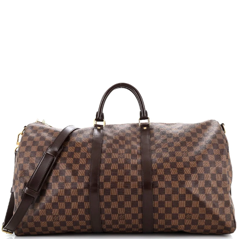 Christian Dior bags with a zip - top closure and multiple compartmentsKeepall Bandouliere Bag Damier 55